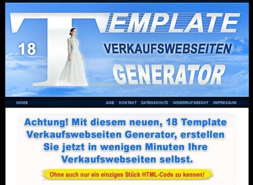 Template Verkaufswebseiten Generator mit 18 Templates