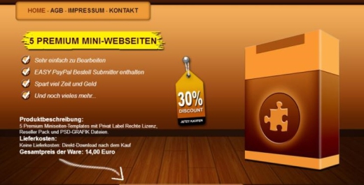 5 Premium Mini-Webseiten mit Produkt Show Case