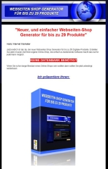 Webseiten Shop Generator für bis zu 29 Produkte